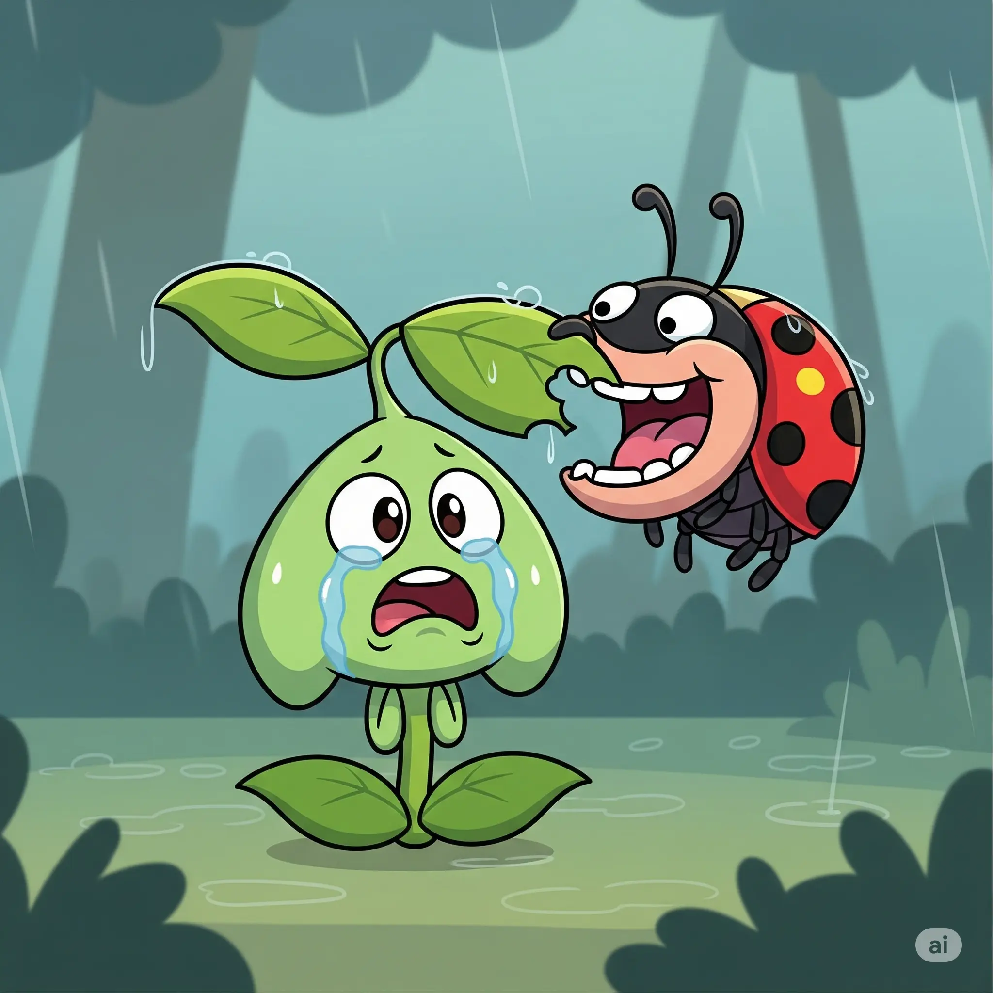 Planta atacada por insecto